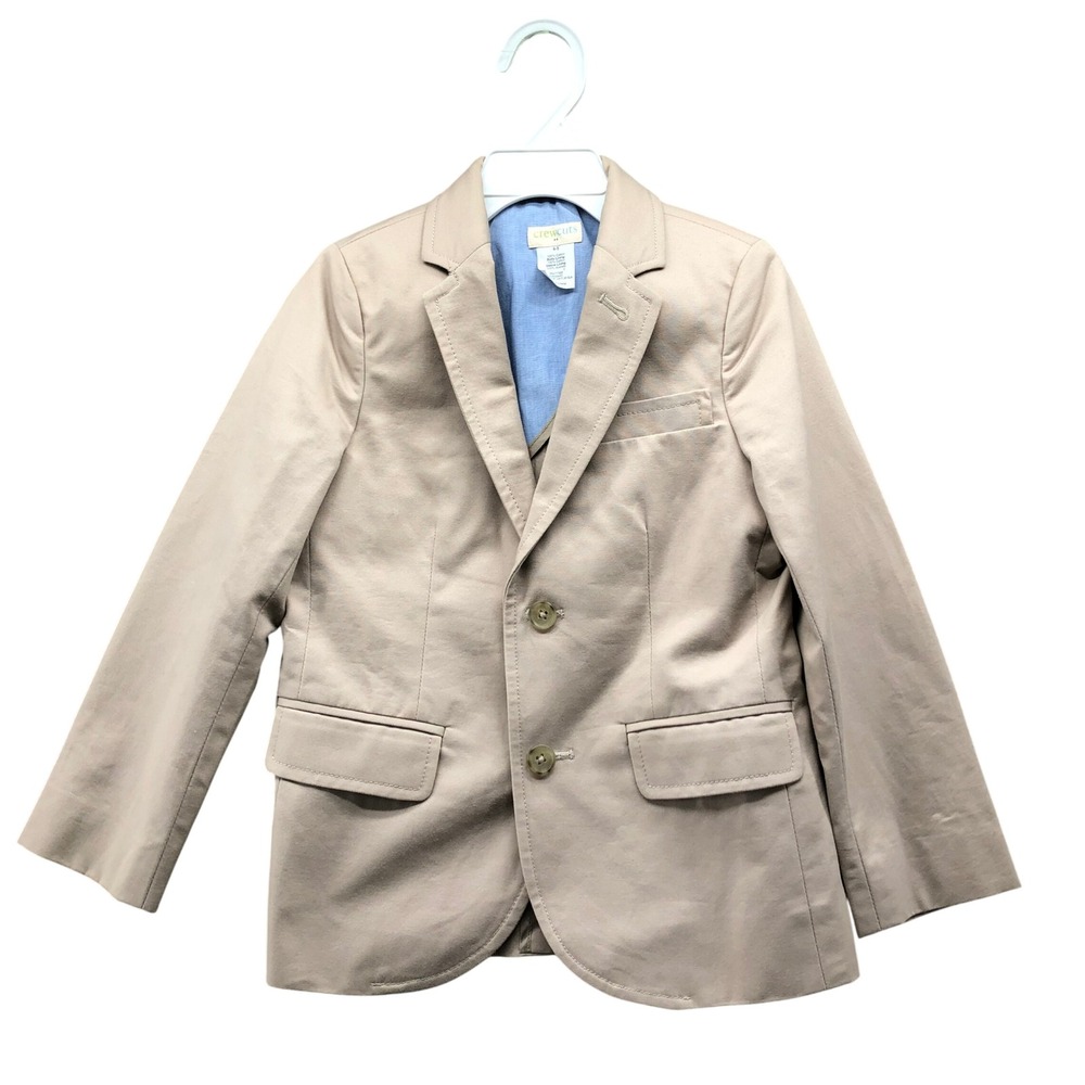 Crewcuts Thompson Blazer Boys 4-5 Beige Tan Suit Jacket Cotton Formal Party